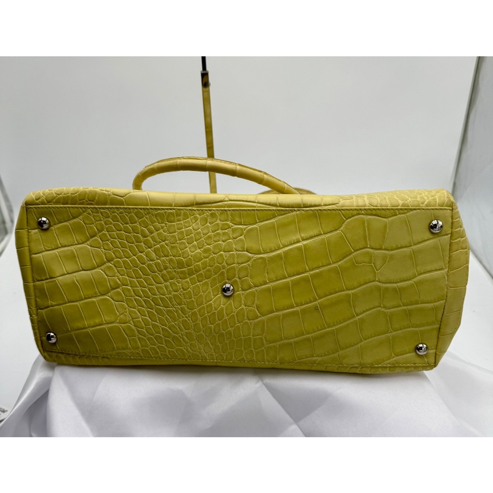 Furla Lime Croc-Embossed Leather Top-Handle Tote - Picture 5 of 14